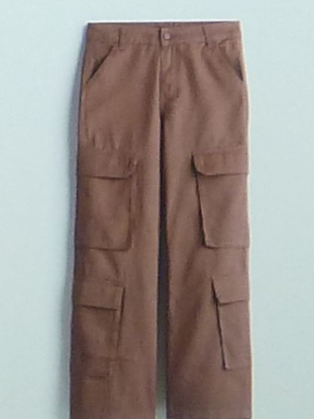 H&M Divided Womens Brown Wide Leg Cargo Pants Size 4 High Rise Cotton Utility
